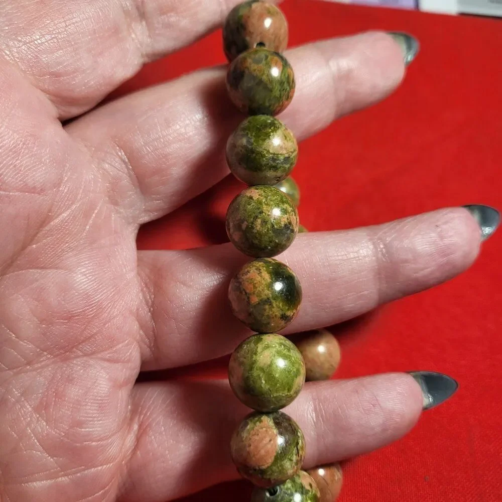 Natural Unakite Beaded Stretch Bracelet